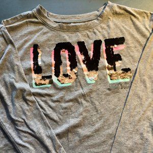 Long-sleeve Justice reversible sequin shirt